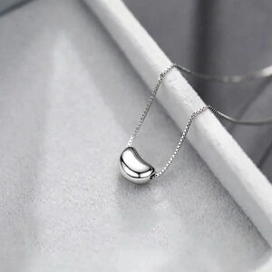 925 Sterling Silver Simple Pea Bean Bead Necklace